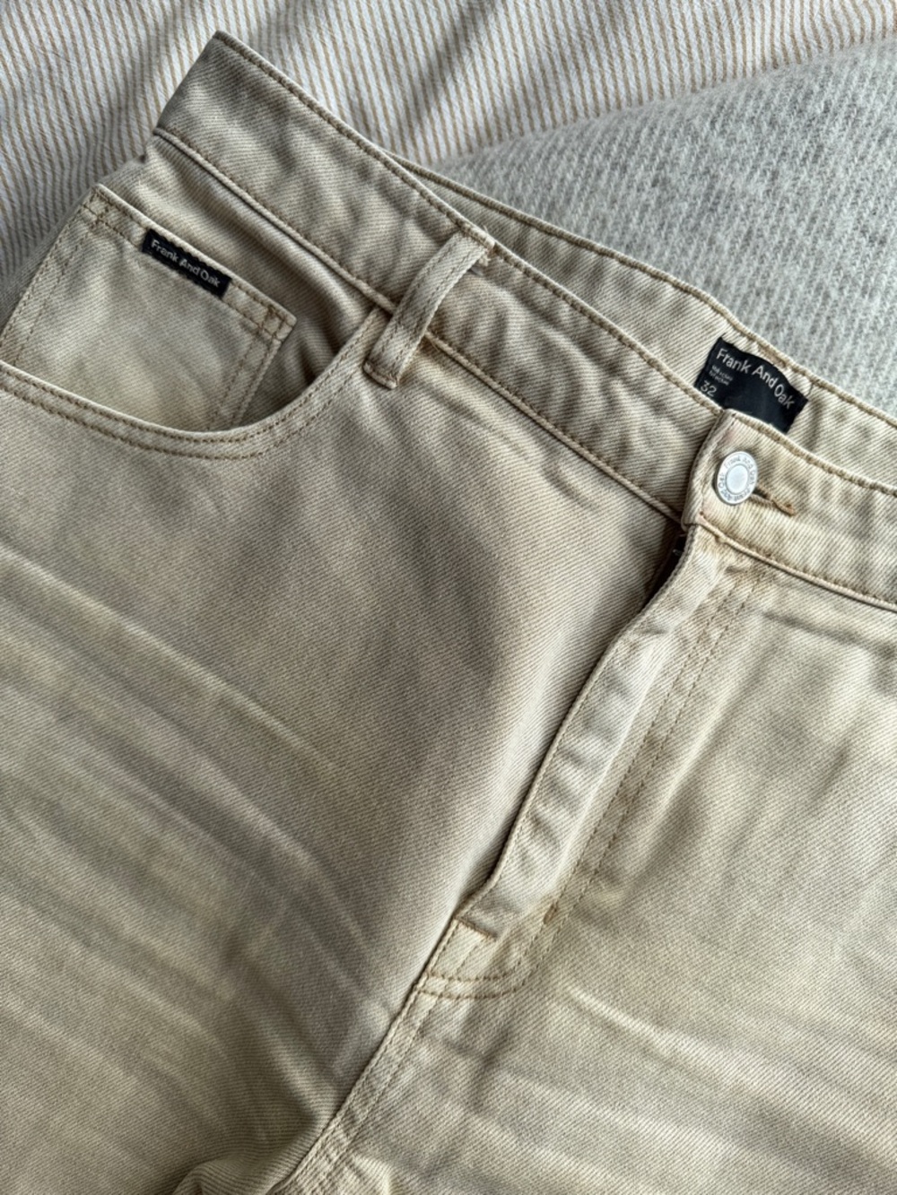 Frank and Oak Barrel leg Beige Straight-Leg Jeans